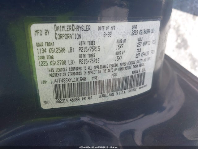 Продажа на аукционе авто 2000 Jeep Cherokee Sport, vin: 1J4FF48SXYL101640, номер лота: 45154110