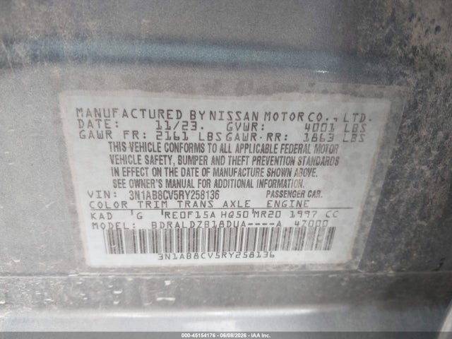 Продаж на аукціоні авто 2024 Nissan Sentra Sv Xtronic Cvt, vin: 3N1AB8CV5RY258136, номер лоту: 45154176