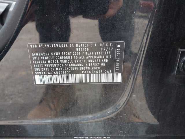 Aukcja sprzedaży 2012 Volkswagen Jetta 2.5l Sel Premium, vin: 3VWLX7AJ7CM379537, numer aukcji: 45154328