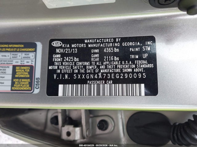 Продаж на аукціоні авто 2014 Kia Optima Ex, vin: 5XXGN4A73EG290095, номер лоту: 45154329