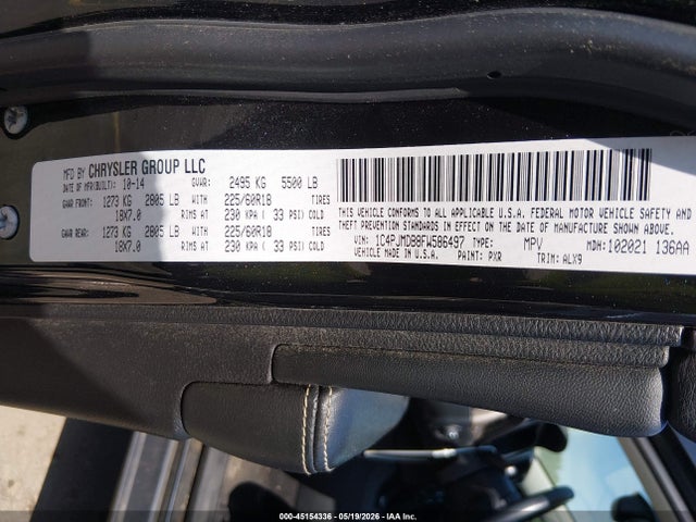45154336 :رقم المزاد ، 1C4PJMDB8FW586497 vin ، 2015 Jeep Cherokee Limited مزاد بيع