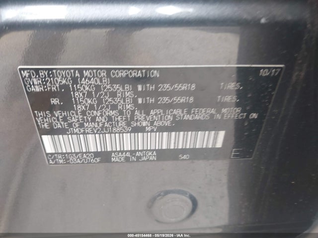 Toyota Rav4 Limited 2018 JTMDFREV2JJ188539 Image 9