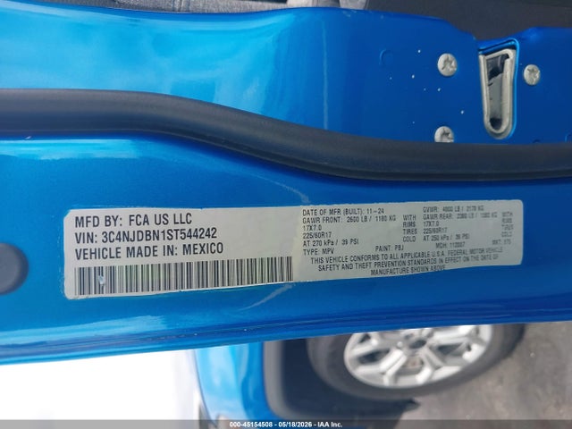 45154508 :رقم المزاد ، 3C4NJDBN1ST544242 vin ، 2025 Jeep Compass Latitude 4x4 مزاد بيع