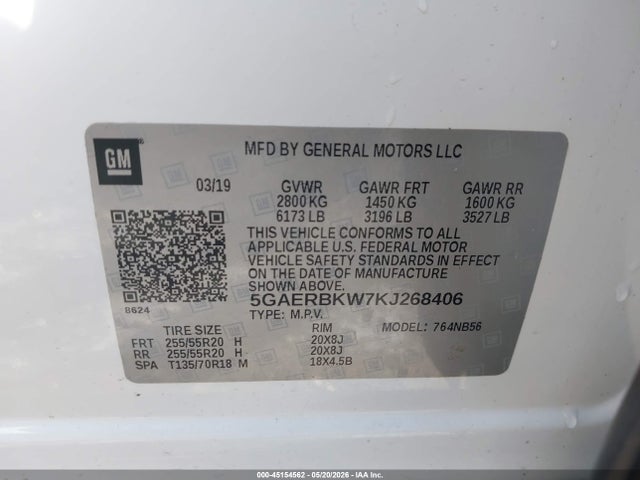 Aukcja sprzedaży 2019 Buick Enclave Fwd Essence, vin: 5GAERBKW7KJ268406, numer aukcji: 45154562
