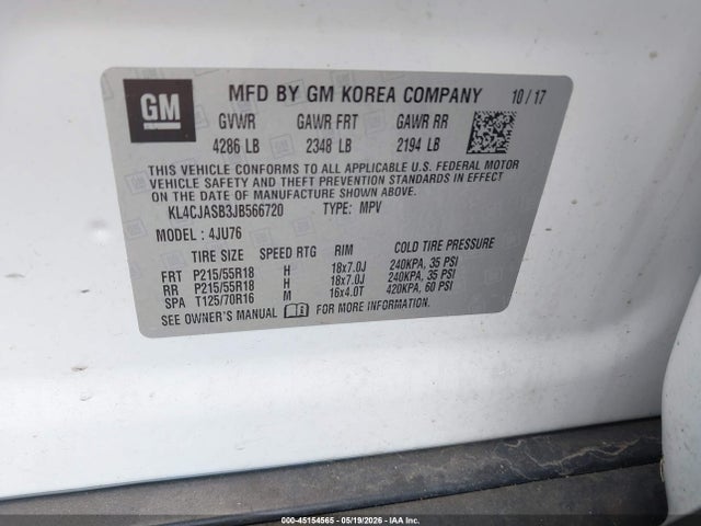 Продаж на аукціоні авто 2018 Buick Encore Preferred, vin: KL4CJASB3JB566720, номер лоту: 45154565