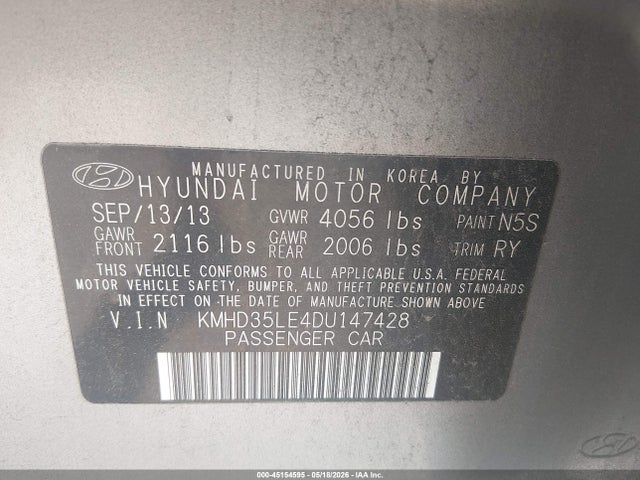 Aukcja sprzedaży 2013 Hyundai Elantra Gt, vin: KMHD35LE4DU147428, numer aukcji: 45154595