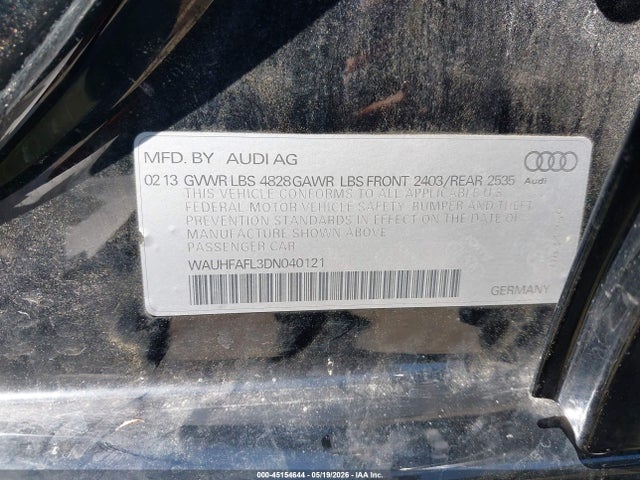 Aukcja sprzedaży 2013 Audi A4 2.0t Premium, vin: WAUHFAFL3DN040121, numer aukcji: 45154644