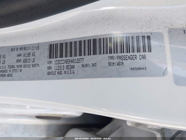 Aukcja sprzedaży 2017 Chrysler 200 Limited, vin: 1C3CCCAB3HN512277, numer aukcji: 45154696
