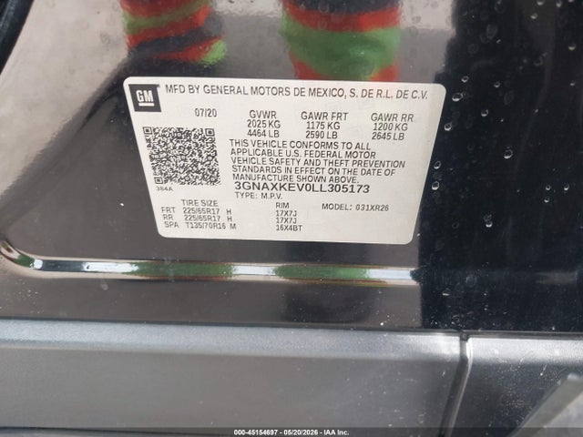 3GNAXKEV0LL305173 Chevrolet Equinox Fwd Lt 1.5l Turbo