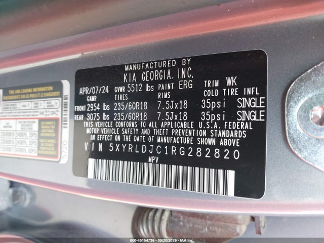 KIA SORENTO S 2024 5XYRLDJC1RG282820 Image 9