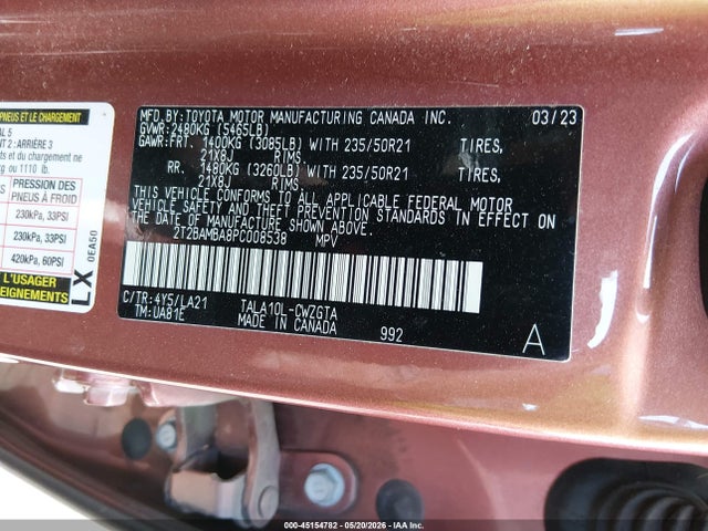 2023 Lexus Rx 350 Luxury მანქანა იყიდება აუქციონზე, vin: 2T2BAMBA8PC008538, აუქციონის ნომერი: 45154782
