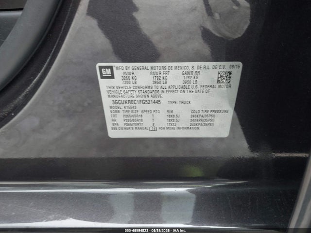 3GCUKREC1FG521445 Chevrolet Silverado 1500 2lt