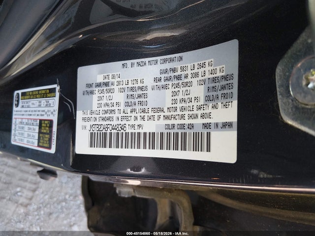 Aukcja sprzedaży 2015 Mazda Cx-9 Grand Touring, vin: JM3TB2DA8F0448346, numer aukcji: 45154860