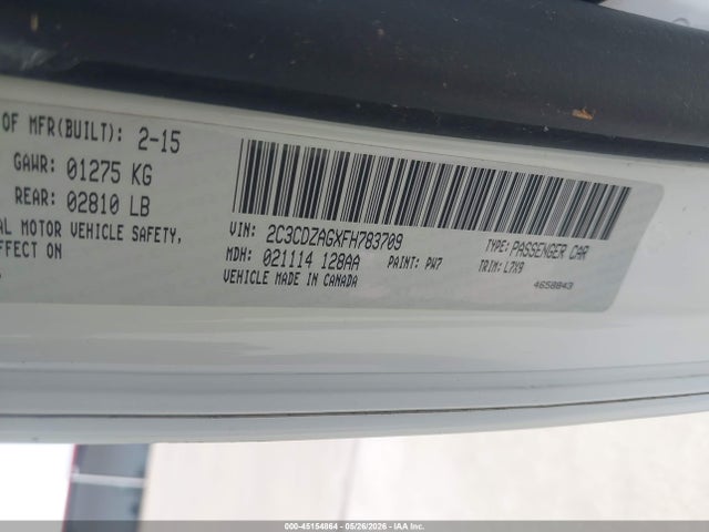 Dodge Challenger Sxt 2015 2C3CDZAGXFH783709 Image 9