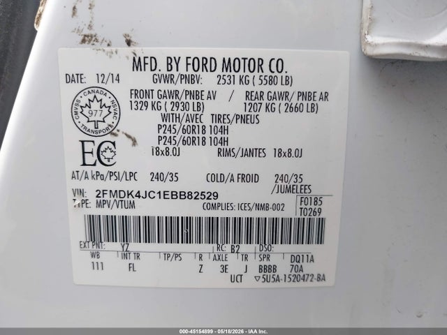 Продажа на аукционе авто 2014 Ford Edge Sel, vin: 2FMDK4JC1EBB82529, номер лота: 45154899