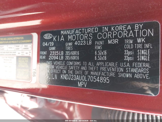 Aukcja sprzedaży 2020 Kia Soul Lx, vin: KNDJ23AU0L7054895, numer aukcji: 45154916