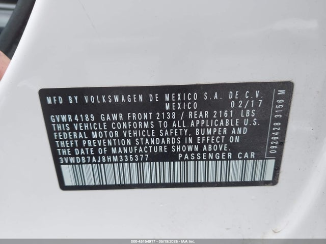 Volkswagen Jetta 1.4t Se 2017 3VWDB7AJ8HM335377 Image 9