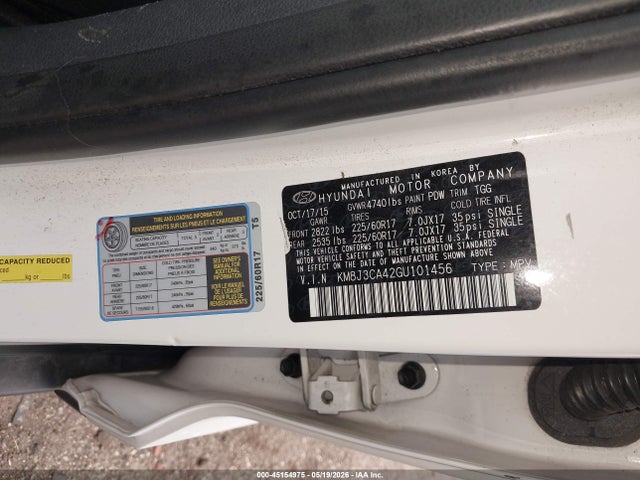 Aukcja sprzedaży 2016 Hyundai Tucson Se, vin: KM8J3CA42GU101456, numer aukcji: 45154975