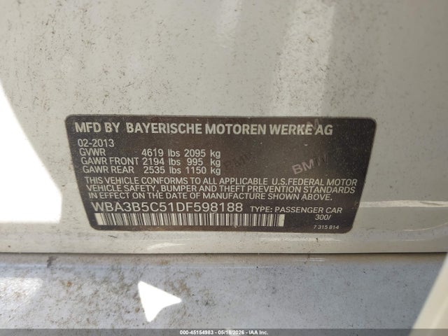 Aukcja sprzedaży 2013 Bmw 328i Xdrive, vin: WBA3B5C51DF598188, numer aukcji: 45154983