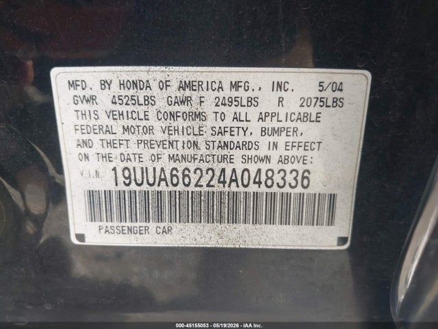 Aukcja sprzedaży 2004 Acura Tl, vin: 19UUA66224A048336, numer aukcji: 45155053