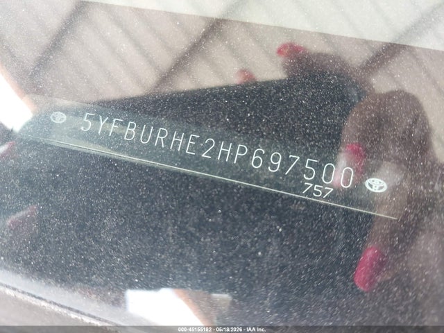Aukcja sprzedaży 2017 Toyota Corolla Le, vin: 5YFBURHE2HP697500, numer aukcji: 45155182
