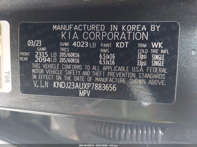 Продаж на аукціоні авто 2023 Kia Soul Lx, vin: KNDJ23AUXP7883656, номер лоту: 45155210
