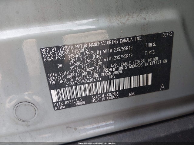2T3A1RFV4PW364744 Toyota Rav4 Xle Premium