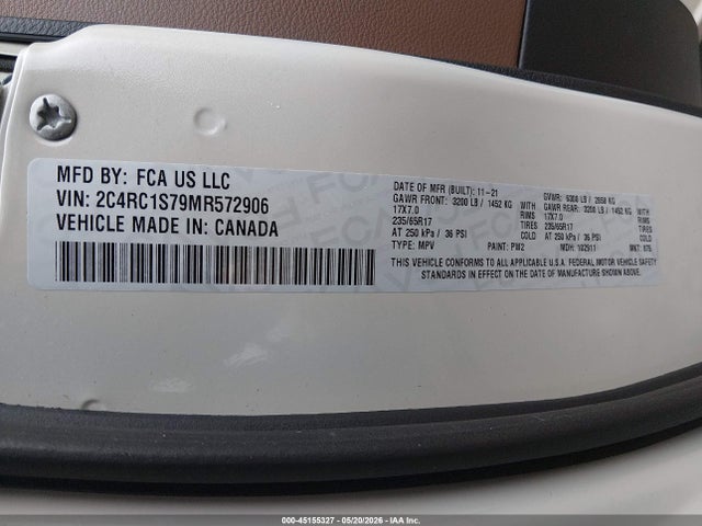 45155327 :رقم المزاد ، 2C4RC1S79MR572906 vin ، 2021 Chrysler Pacifica Hybrid Limited مزاد بيع
