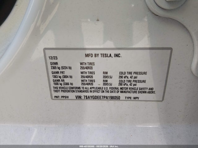Tesla Model Y 2023 7SAYGDEE7PA198050 Image 9