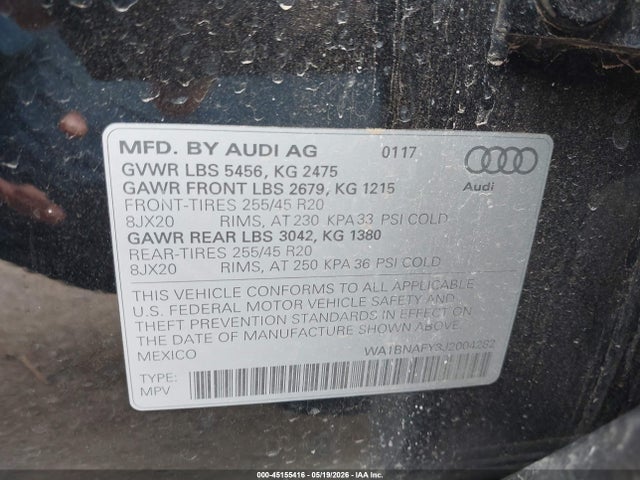 Продажа на аукционе авто 2018 Audi Q5 2.0t Premium/2.0t Tech Premium, vin: WA1BNAFY3J2004282, номер лота: 45155416