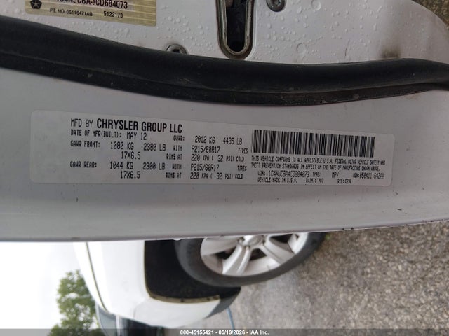 Aukcja sprzedaży 2012 Jeep Compass Sport, vin: 1C4NJCBA4CD684073, numer aukcji: 45155421