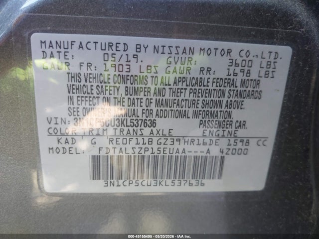 Nissan KICKS SV 2019 3N1CP5CU3KL537636 Image 9