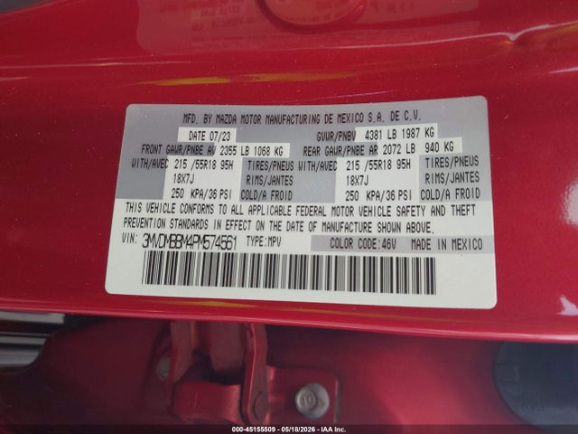Продаж на аукціоні авто 2023 Mazda Cx-30 2.5 S Select, vin: 3MVDMBBM4PM574561, номер лоту: 45155509