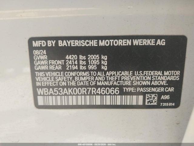 2024 Bmw 228i Gran Coupe Sdrive მანქანა იყიდება აუქციონზე, vin: WBA53AK00R7R46066, აუქციონის ნომერი: 45155556