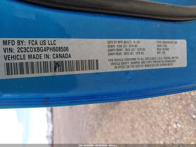 Продажа на аукционе авто 2023 Dodge Charger Sxt, vin: 2C3CDXBG4PH608506, номер лота: 45155590