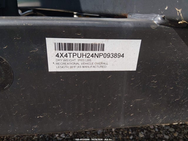 2022 Palomino Puma 32dbts მანქანა იყიდება აუქციონზე, vin: 4X4TPUH24NP093894, აუქციონის ნომერი: 45155598