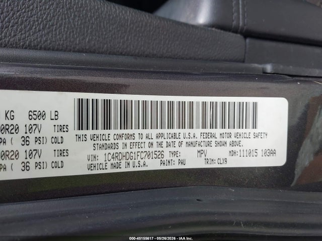 Aukcja sprzedaży 2015 Dodge Durango Limited, vin: 1C4RDHDG1FC701526, numer aukcji: 45155617
