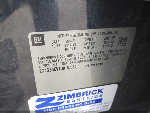 45155653 :رقم المزاد ، 2G4GS5EV1D9157554 vin ، 2013 Buick Regal Turbo - Premium 1 مزاد بيع
