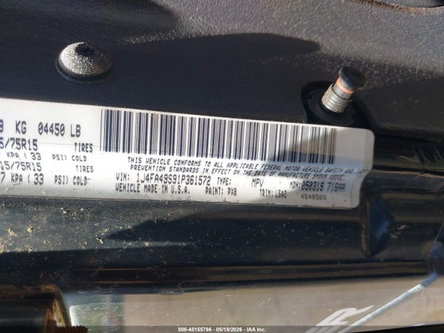 2001 Jeep Wrangler Sport მანქანა იყიდება აუქციონზე, vin: 1J4FA49S91P361572, აუქციონის ნომერი: 45155766