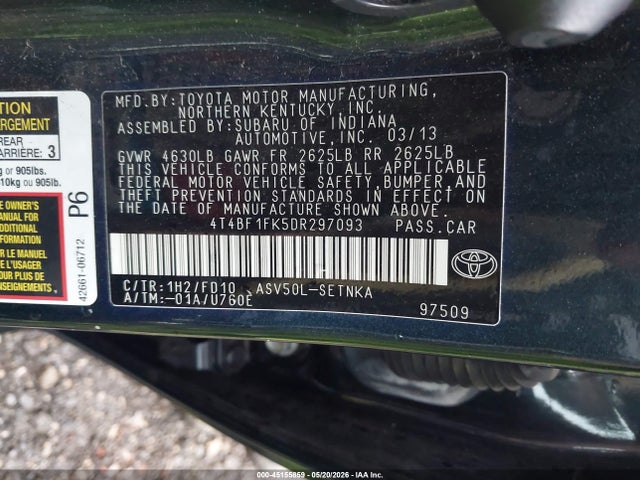 Продажа на аукционе авто 2013 Toyota Camry Le, vin: 4T4BF1FK5DR297093, номер лота: 45155859