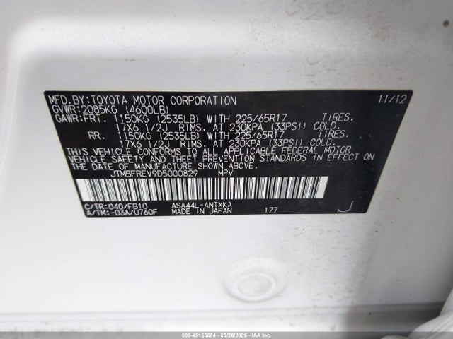 Продажа на аукционе авто 2013 Toyota Rav4 Le, vin: JTMBFREV9D5000829, номер лота: 45155864