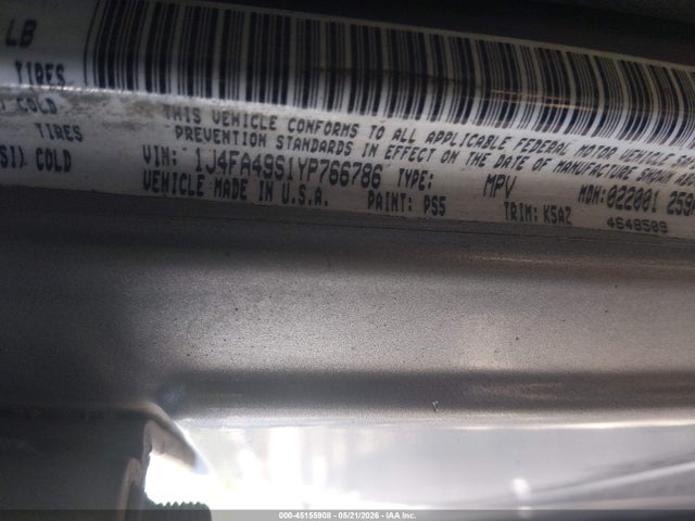 45155908 :رقم المزاد ، 1J4FA49S1YP766786 vin ، 2000 Jeep Wrangler Sport مزاد بيع