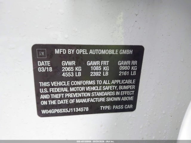 Aukcja sprzedaży 2018 Buick Regal Sportback Essence, vin: W04GP6SX5J1134578, numer aukcji: 45155956