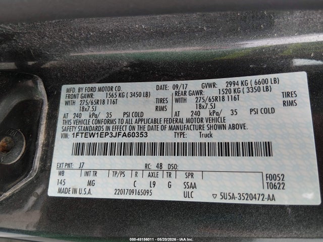 Ford F-150 Xlt 2018 1FTEW1EP3JFA60353 Image 9