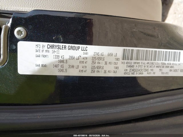 Aukcja sprzedaży 2012 Dodge Grand Caravan Crew, vin: 2C4RDGDG4CR172845, numer aukcji: 45156016