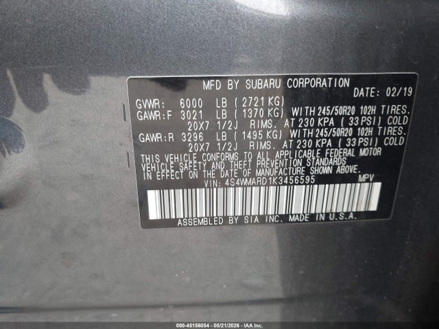 4S4WMARD1K3456595 Subaru Ascent Touring