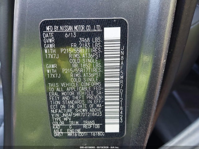 Продажа на аукционе авто 2013 Nissan Juke Sl, vin: JN8AF5MR7DT218423, номер лота: 45156065