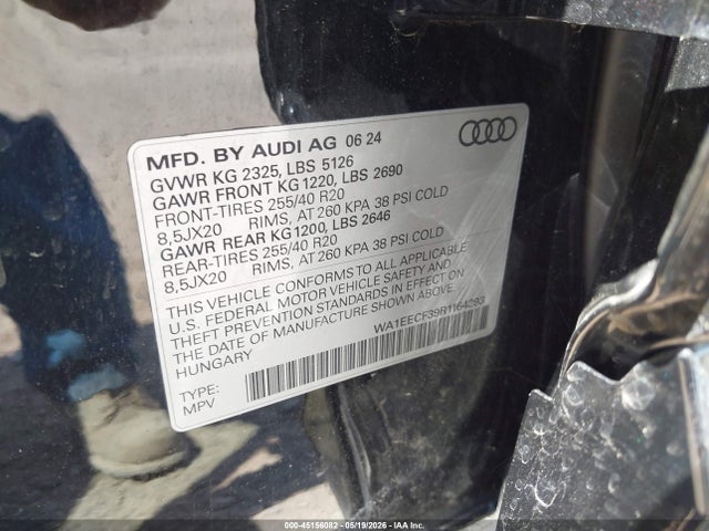 Aukcja sprzedaży 2024 Audi Q3 Premium Plus 45 Tfsi S Line Quattro Tiptronic, vin: WA1EECF39R1164293, numer aukcji: 45156082