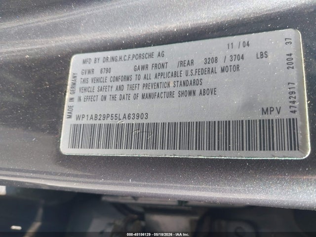 Auction sale of the 2005 Porsche Cayenne S, vin: WP1AB29P55LA63903, lot number: 45156129
