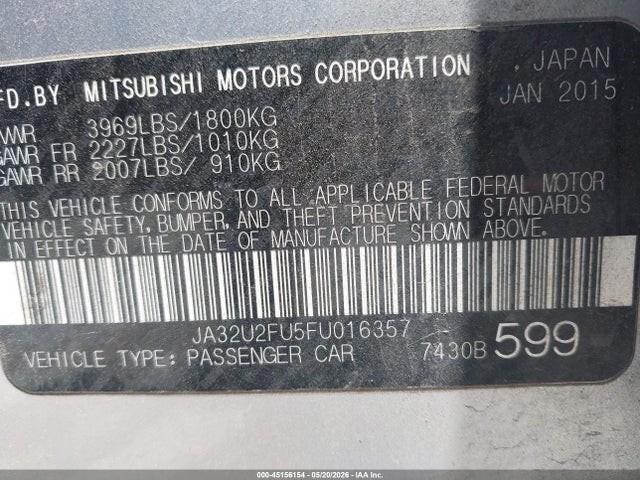 Продажа на аукционе авто 2015 Mitsubishi Lancer Es, vin: JA32U2FU5FU016357, номер лота: 45156154